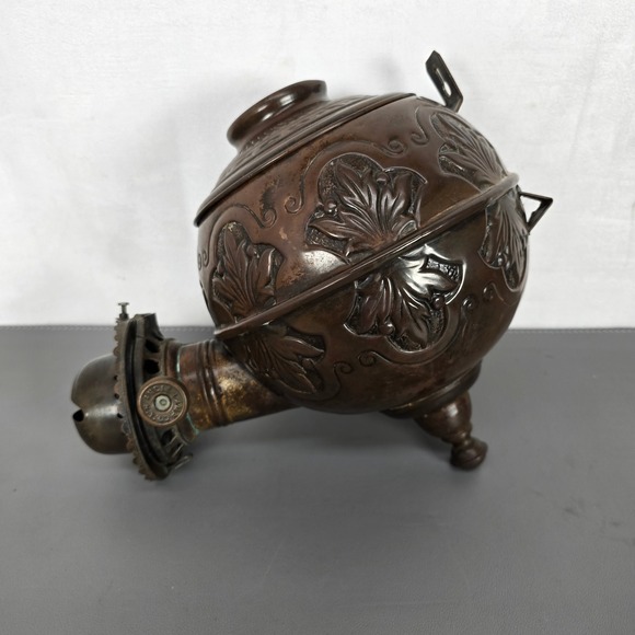 Angle Lamp Co Other - Antique Angle Lamp Co Embossed Copper Oil Lamp Fount Kerosene Burner Victorian
